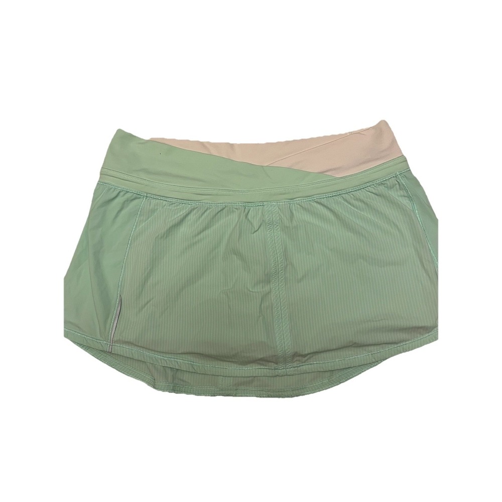 Lululemon Skort Women's Sz 6 Green Stripe Stretchy Tag Missing 30" Waist
